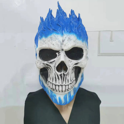 Terrifying Halloween Flame Clown Mask – Realistic Latex Horror Zombie Joker with Wig | Scary Masquerade Party Prop