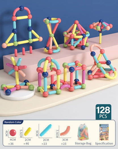 Magnetic Building Sticks Blocks – 3D STEM Construction Puzzle Toy Gift for Kids & Toddlers