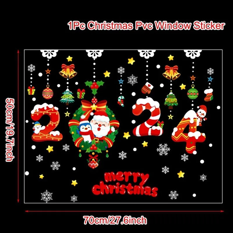 Christmas Window Stickers Christmas Wall Sticker Room Wall Decals Merry Christmas Decors For Home New Year Stickers 2025