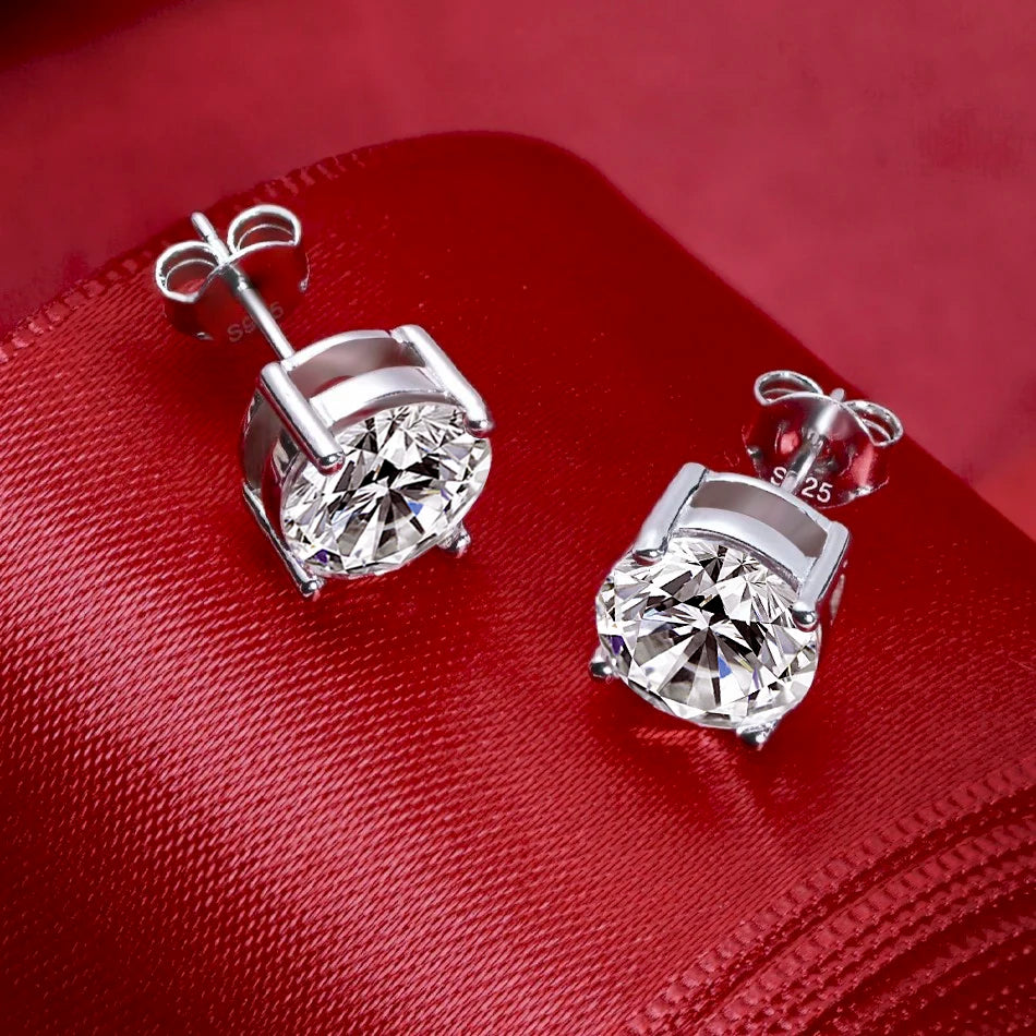 DOTEFFIL 2 Carat Moissanite Stud Earrings for Women – 925 Sterling Silver D Colour 8mm Wedding Jewellery