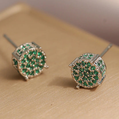 Classic AAA Cubic Zirconia Stud Earrings for Women – White Gold Plated Round Crystal Fashion Jewellery