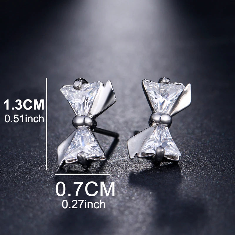 Classic AAA Cubic Zirconia Stud Earrings for Women – White Gold Plated Round Crystal Fashion Jewellery