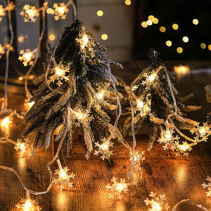 LED Christmas String Lights Star & Snowflake – Festive Clear Acrylic Fairy Lights for Home & Tree Decor