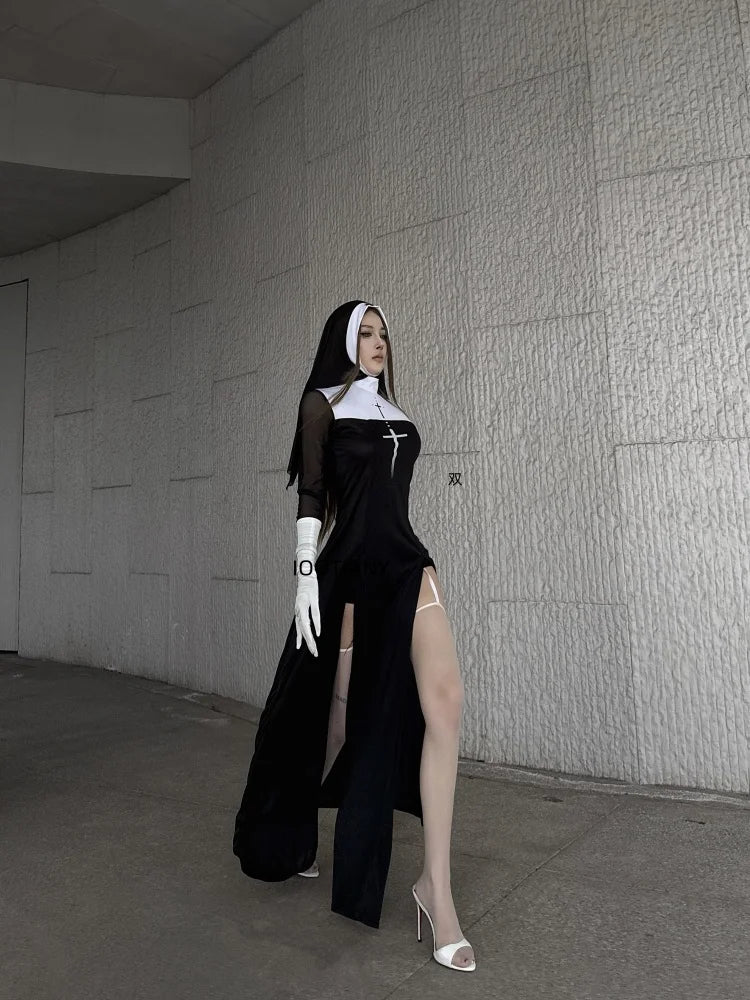 Sexy Anime Nun Costume – Cute Halloween Cosplay Sister Outfit for Women