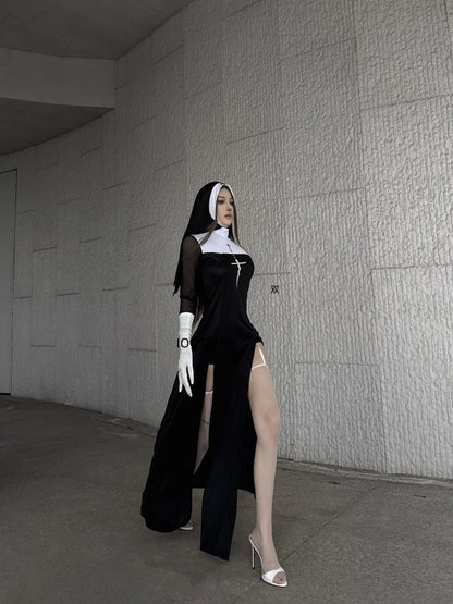 Sexy Anime Nun Costume – Cute Halloween Cosplay Sister Outfit for Women
