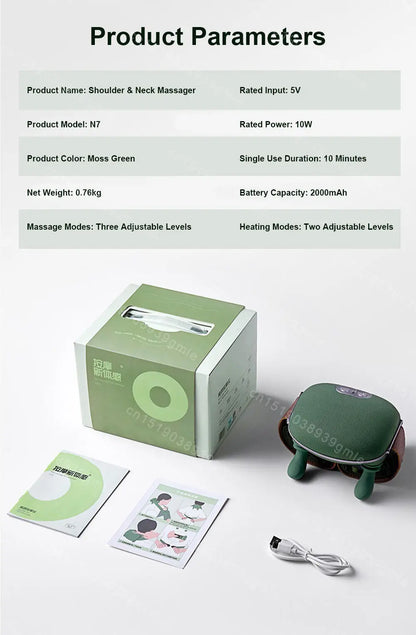 Wireless Electric Deep Tissue Neck and Shoulder Massager Cervical Spine Kneading Relax Muscles Hot Compress Back Massager Pillow