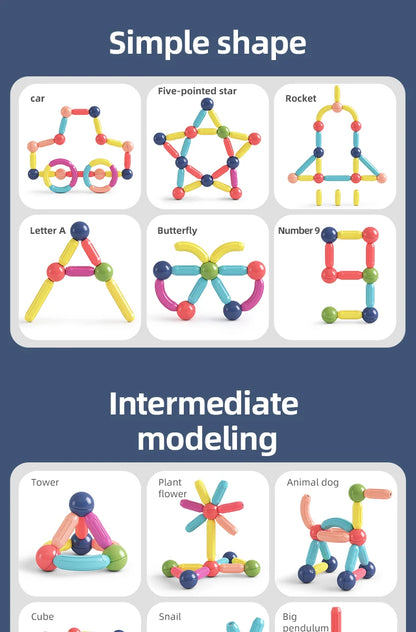 Magnetic Building Sticks Blocks – 3D STEM Construction Puzzle Toy Gift for Kids & Toddlers