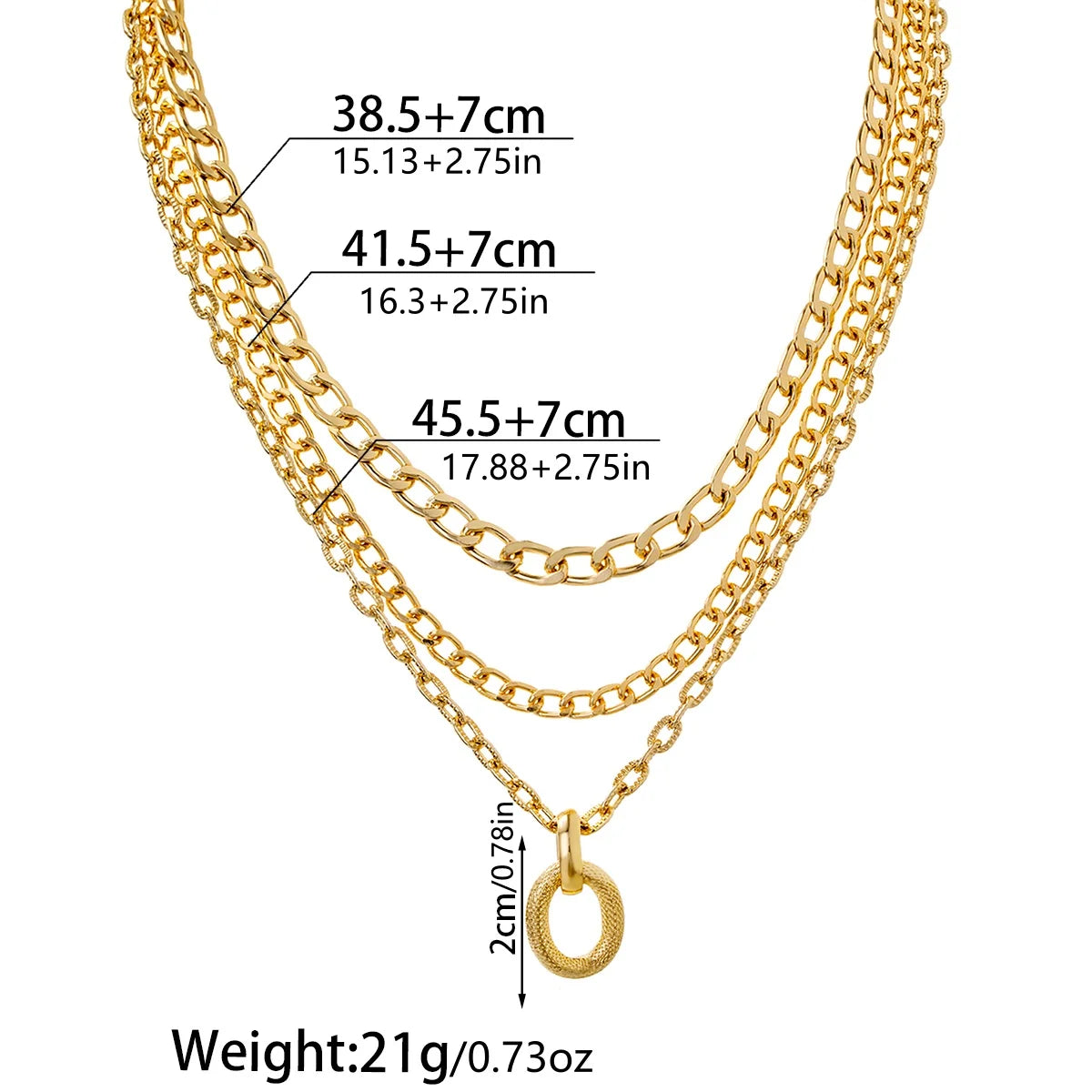 Women’s Layered Necklace with Aluminium Chain – Modern Fashion Jewellery