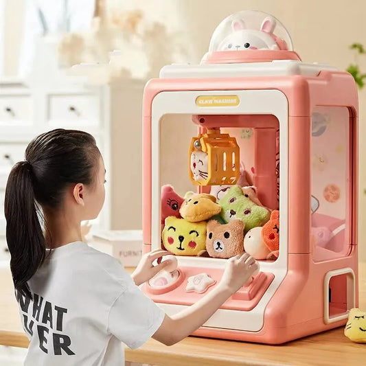 Automatic Mini Cartoon Claw Machine Toy for Children – Coin-Operated Game with Lights and Music