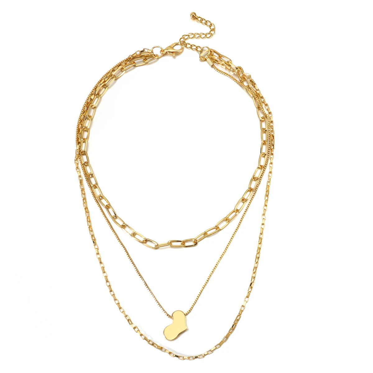 Flashbuy Gold Multilayer Chain Necklace for Women – Heart Charm Pendant Fashion Jewellery Gift