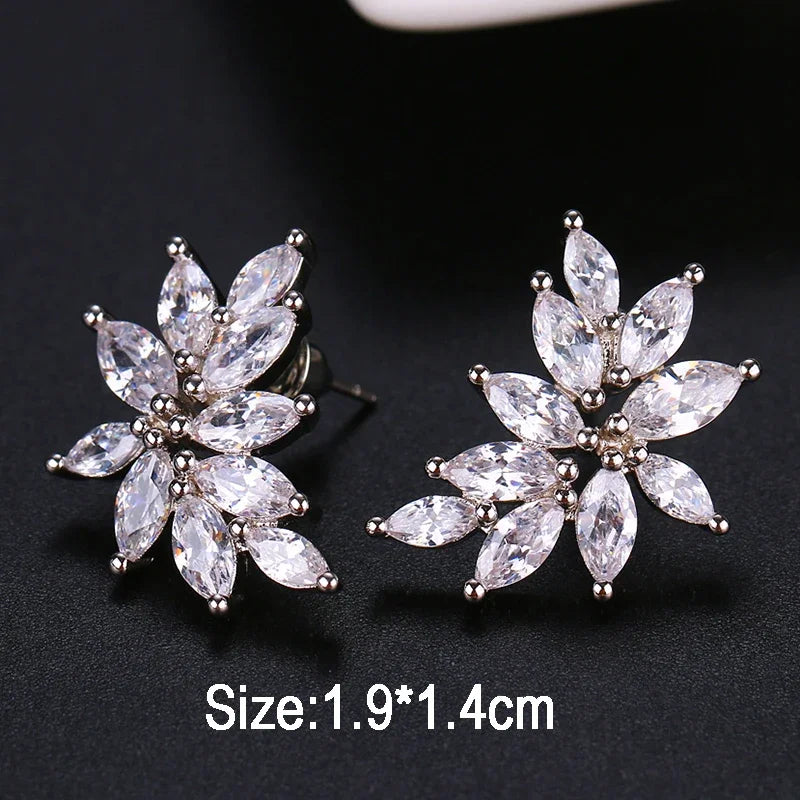 Classic AAA Cubic Zirconia Stud Earrings for Women – White Gold Plated Round Crystal Fashion Jewellery
