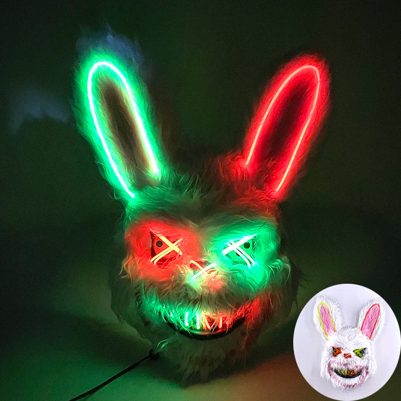 Scary Neon Light Mask – Killer Bear LED Cosplay for Halloween
