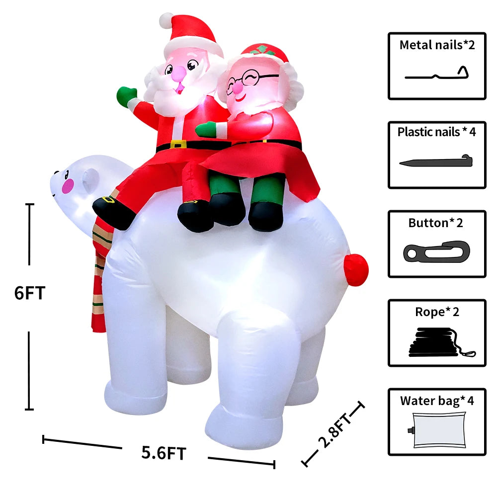 Merry Santa Sleigh Arch LED Inflatable | Christmas Outdoor & Garden Decoration