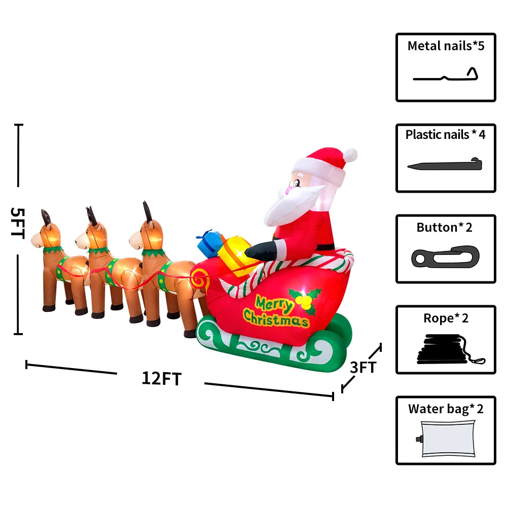 Merry Santa Sleigh Arch LED Inflatable | Christmas Outdoor & Garden Decoration