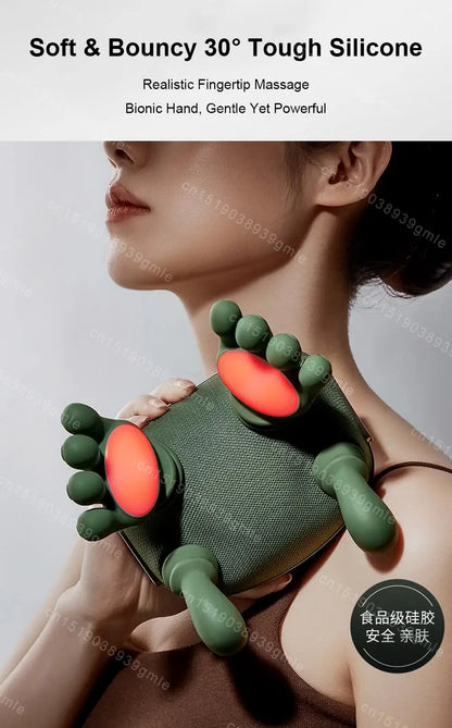 Wireless Electric Deep Tissue Neck and Shoulder Massager Cervical Spine Kneading Relax Muscles Hot Compress Back Massager Pillow