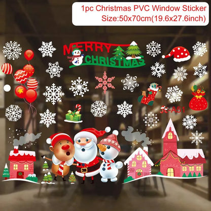 Christmas Window Stickers Christmas Wall Sticker Room Wall Decals Merry Christmas Decors For Home New Year Stickers 2025