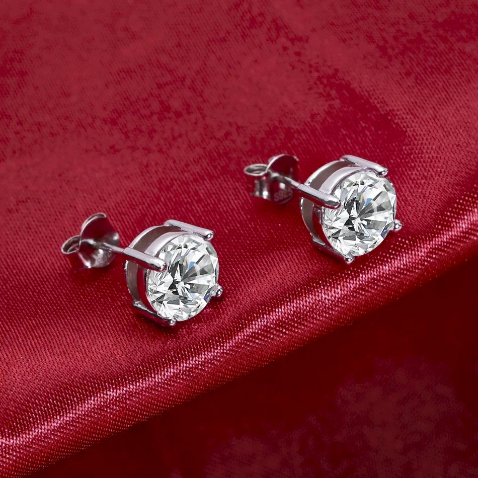DOTEFFIL 2 Carat Moissanite Stud Earrings for Women – 925 Sterling Silver D Colour 8mm Wedding Jewellery