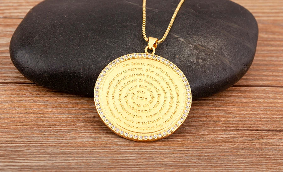 AIBEF S/L Relief Coin Pendant Necklace – Vintage Copper Medallion Design for Women & Men, Fashion Jewelry Gift