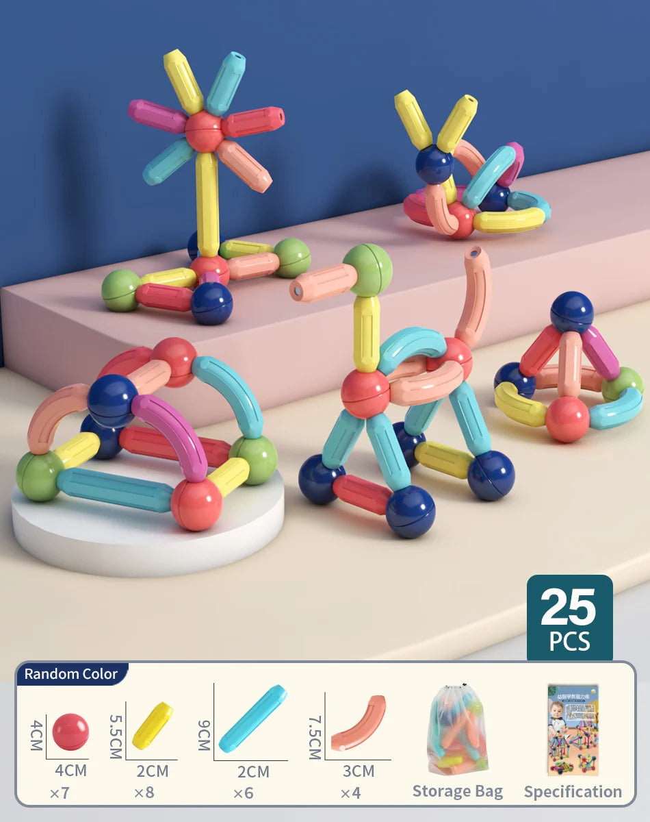 Magnetic Building Sticks Blocks – 3D STEM Construction Puzzle Toy Gift for Kids & Toddlers