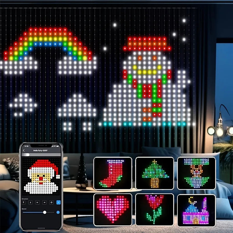 RGBIC LED Curtain String Lights with USB & APP Bluetooth Control – Remote Decorative Room Lighting