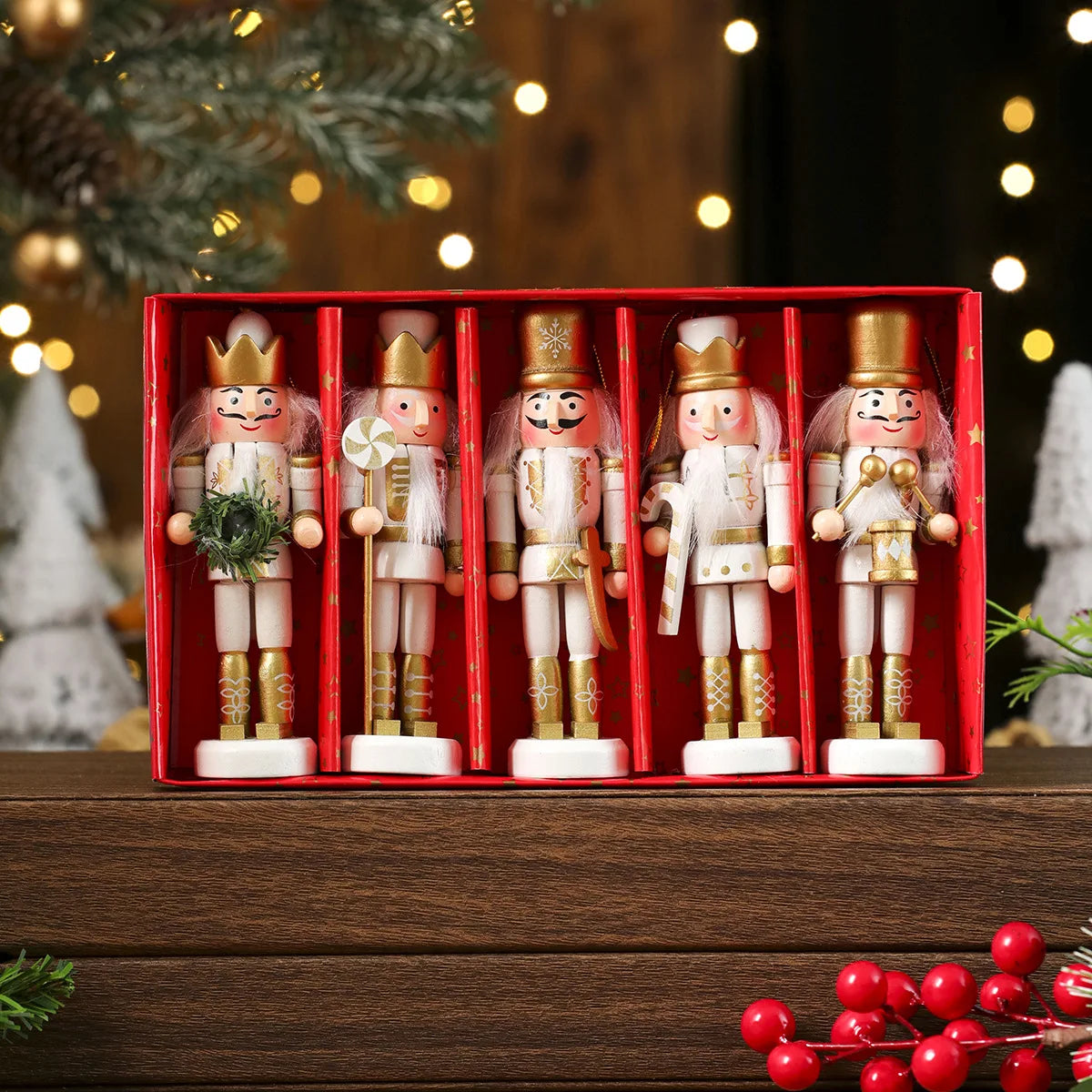 3/4/5Pcs Wooden Christmas Nutcracker Ornaments – Classic Soldier Figures for Festive Tree Hanging Decorations