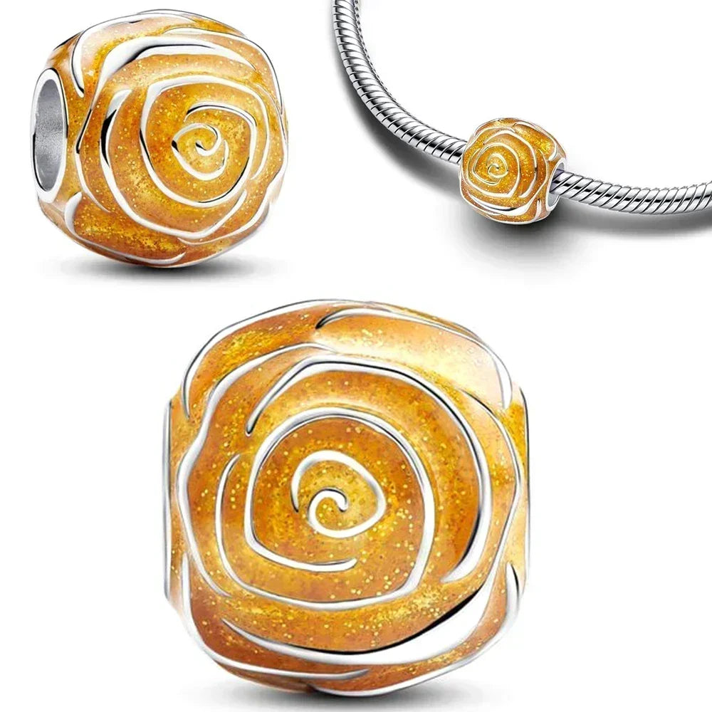 925 Sterling Silver Pink Daisy Flower Spacer Charms – Butterfly, Heart & Bird Beads for DIY Bracelet & Necklace Jewellery