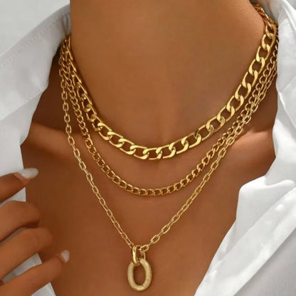 Women’s Layered Necklace with Aluminium Chain – Modern Fashion Jewellery
