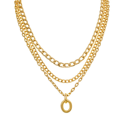 Women’s Layered Necklace with Aluminium Chain – Modern Fashion Jewellery