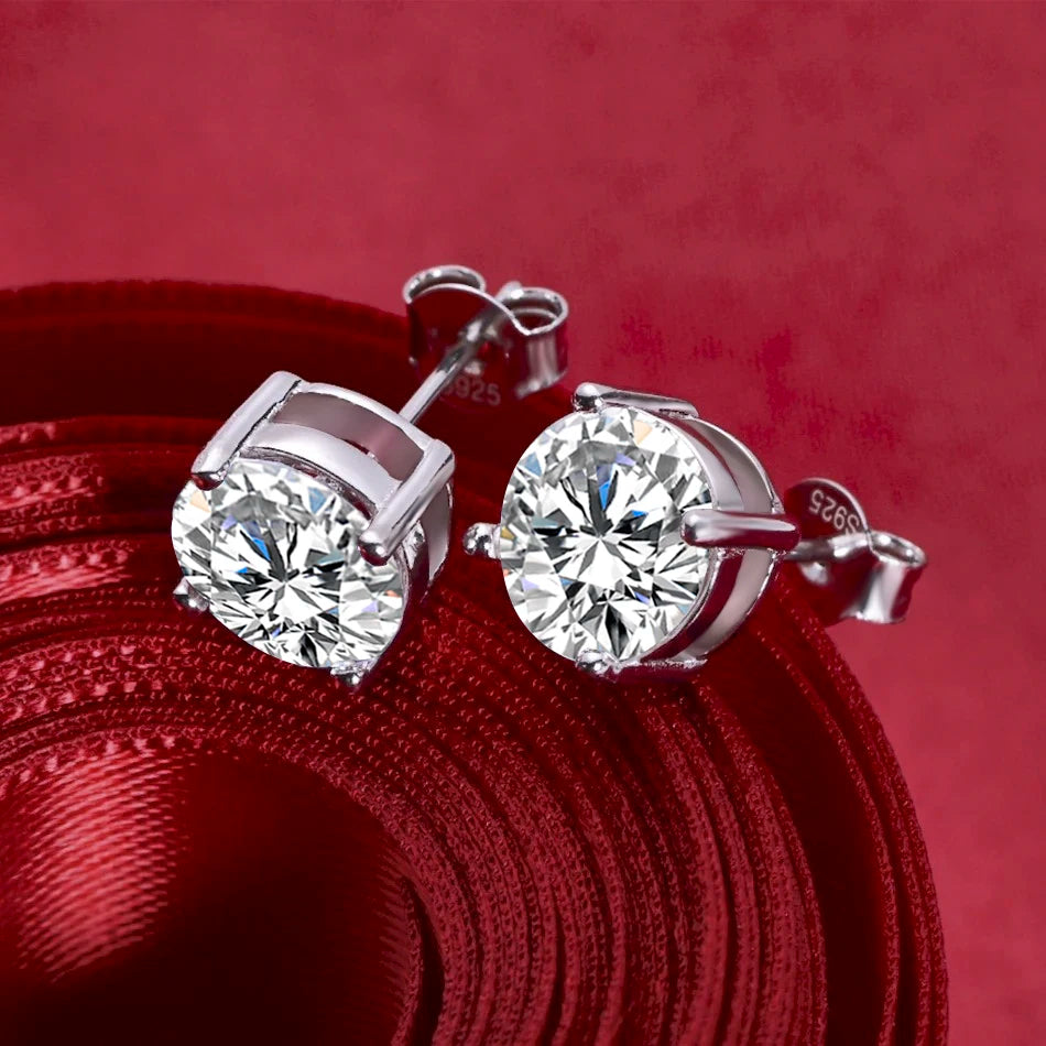 DOTEFFIL 2 Carat Moissanite Stud Earrings for Women – 925 Sterling Silver D Colour 8mm Wedding Jewellery