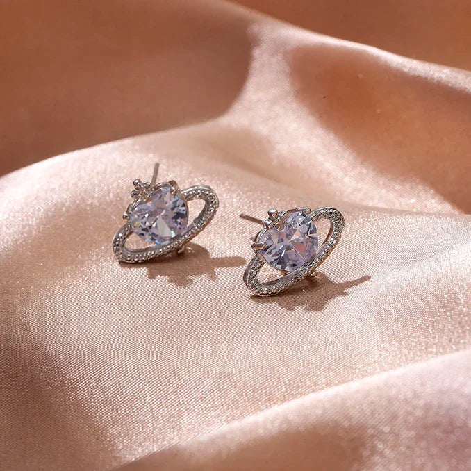 Classic AAA Cubic Zirconia Stud Earrings for Women – White Gold Plated Round Crystal Fashion Jewellery