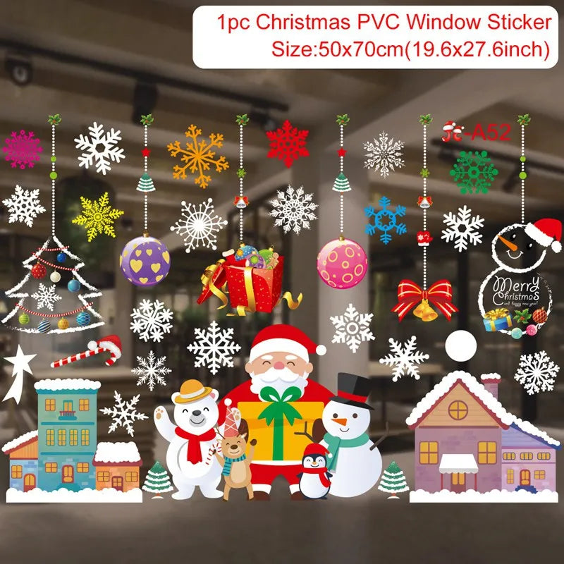 Christmas Window Stickers Christmas Wall Sticker Room Wall Decals Merry Christmas Decors For Home New Year Stickers 2025