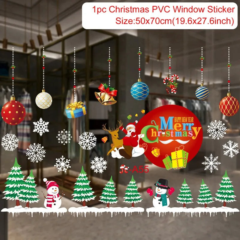 Christmas Window Stickers Christmas Wall Sticker Room Wall Decals Merry Christmas Decors For Home New Year Stickers 2025