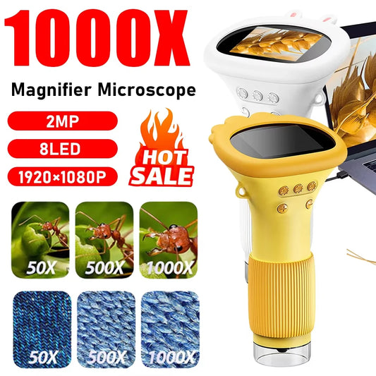 Children's Microscope 1000x Magnification 200MP with LED Photo & Video Function – Educational Science Toy