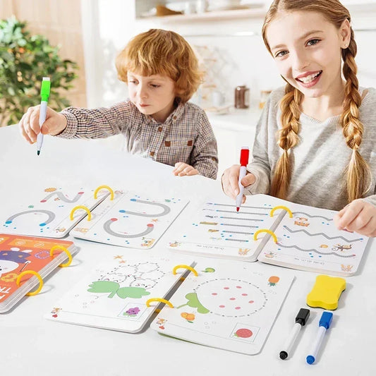 Reusable Magic Tracing Workbook – Montessori Handwriting & Drawing Practice Book for Children