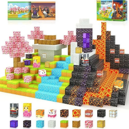 Magnetic Building Blocks Mine Magnet World Construction Set Stacking Magnet Cube STEM Sensory Toys for Boy Girl Kids Age 3+