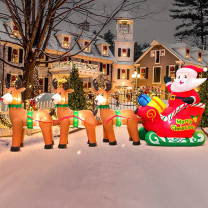Merry Santa Sleigh Arch LED Inflatable | Christmas Outdoor & Garden Decoration