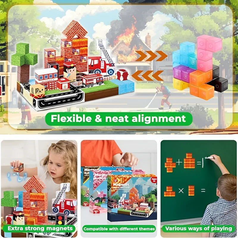 Magnetic Building Blocks Mine Magnet World Construction Set Stacking Magnet Cube STEM Sensory Toys for Boy Girl Kids Age 3+