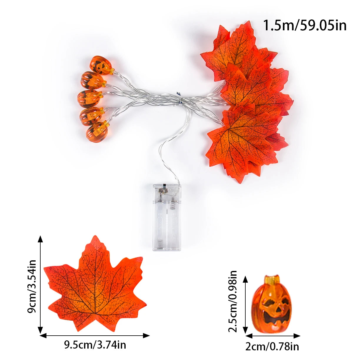 LED Pumpkin & Maple Leaf Garland – Autumn Fairy String Lights for Parties, Weddings & Seasonal Décor