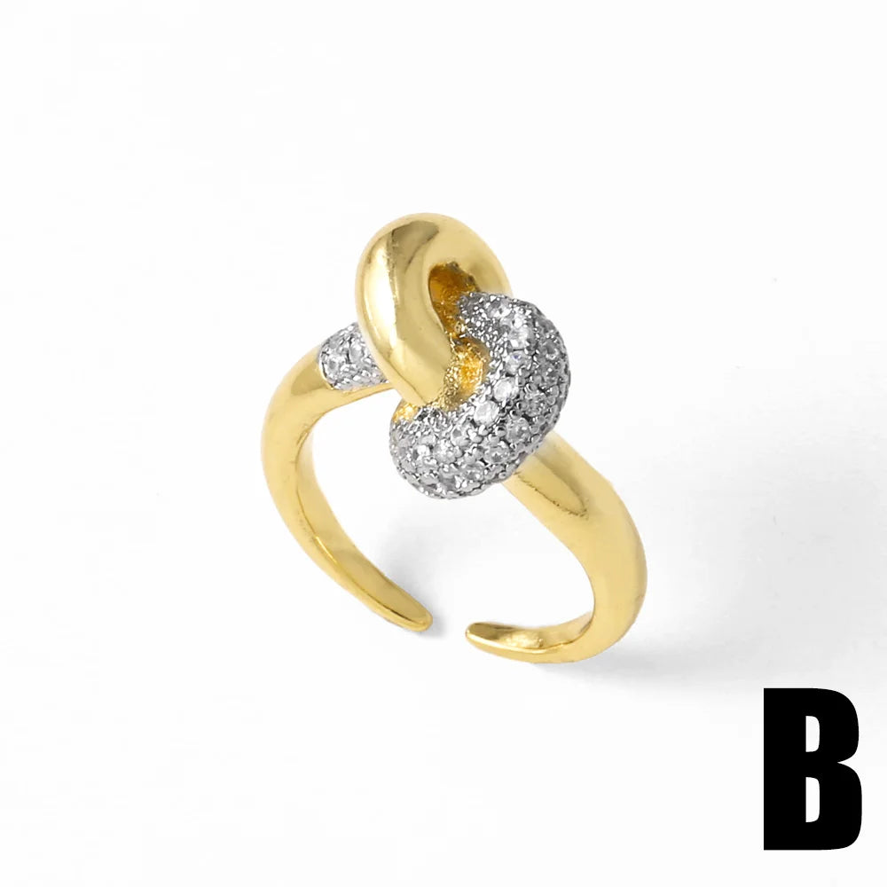 18K Gold Plated Open Rings with Sparkling Zircon – Elegant Women’s Pavé Fashion Jewellery