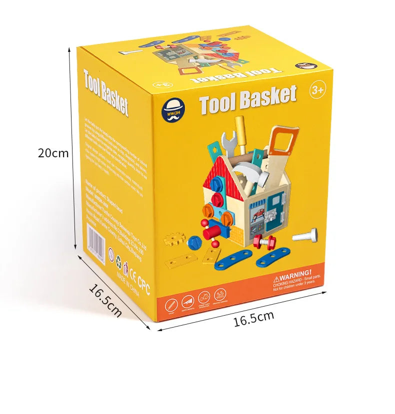 Children's Wooden Toolbox Set Toys Simulation Maintenance Tool Repair Toys Montessori Screw Puzzle Kids Pretend Play Toys Gift