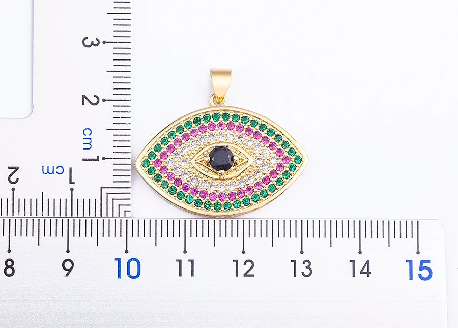 Turkish Evil Eye Pendant Necklace with Colourful Zircon – Unisex Lucky Protection Choker, Classic Gift Jewellery