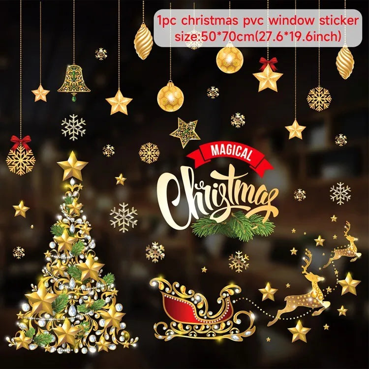 Christmas Window Stickers Christmas Wall Sticker Room Wall Decals Merry Christmas Decors For Home New Year Stickers 2025