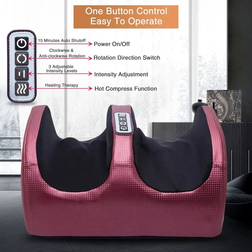 Hot Compression Electric Foot Massager – Shiatsu Heating Therapy Roller for Muscle Relief & Fatigue Recovery Spa Machine
