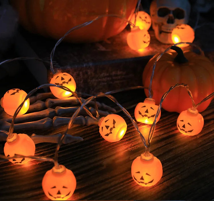 Halloween LED String Lights – Pumpkin, Skull & Eyeball Lanterns, Trick or Treat Horror Decoration 2025