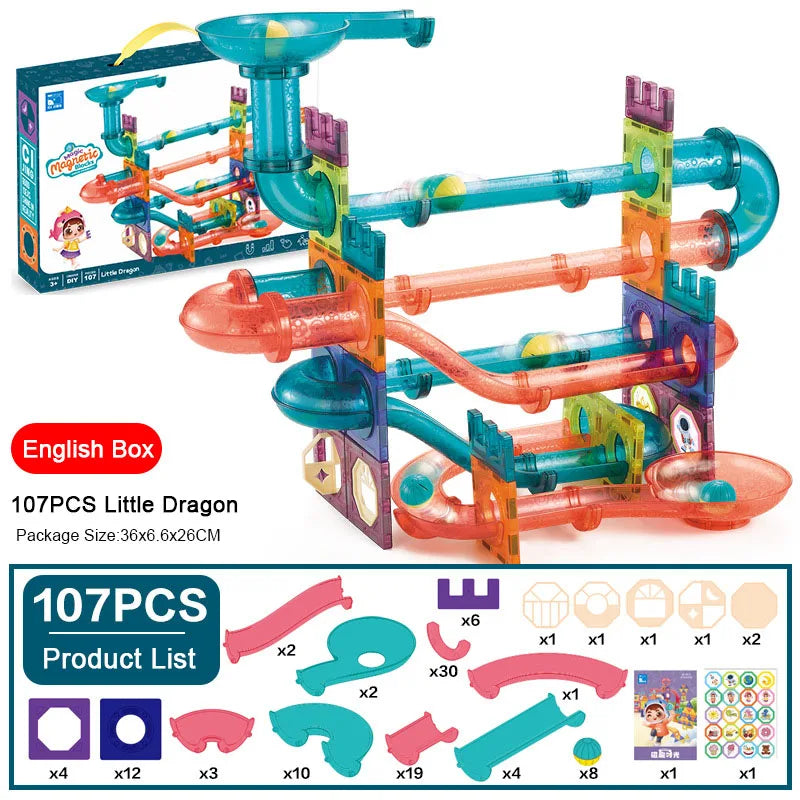 LED Magnetic Blocks Track Building Brick Bead Ball Children Toys Construction Competition Running Pipeline Building Blocks
