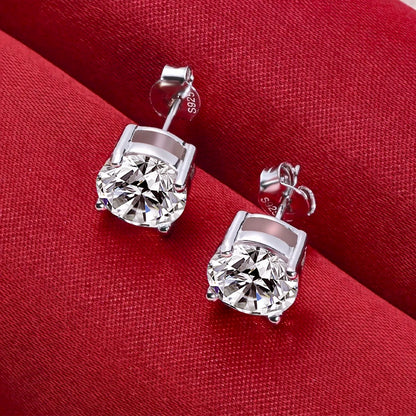 DOTEFFIL 2 Carat Moissanite Stud Earrings for Women – 925 Sterling Silver D Colour 8mm Wedding Jewellery