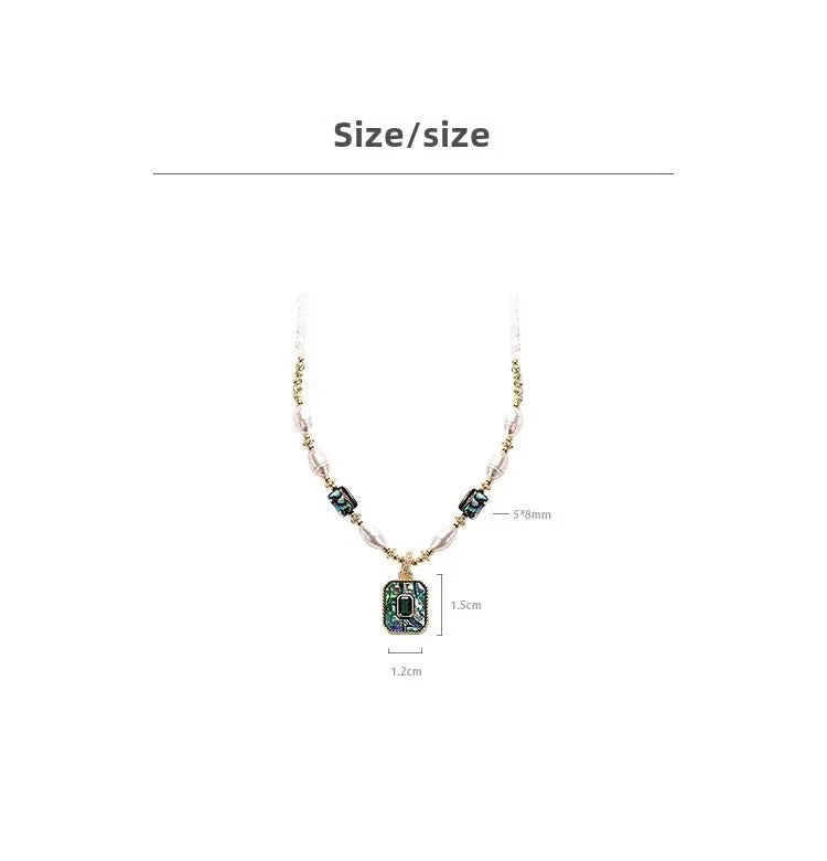 Elegant Niche Women's Light Luxury Pearl Oyster Shell Pendant Necklace Fashionable Horse Hoof Lock Clavicle Chain