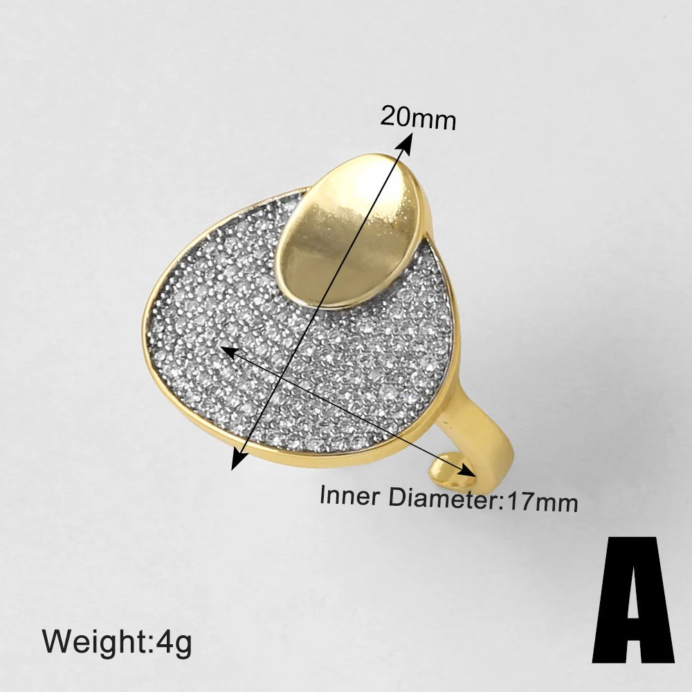 18K Gold Plated Open Rings with Sparkling Zircon – Elegant Women’s Pavé Fashion Jewellery