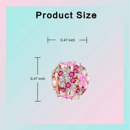 925 Sterling Silver Pink Daisy Flower Spacer Charms – Butterfly, Heart & Bird Beads for DIY Bracelet & Necklace Jewellery