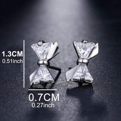 Classic AAA Cubic Zirconia Stud Earrings for Women – White Gold Plated Round Crystal Fashion Jewellery